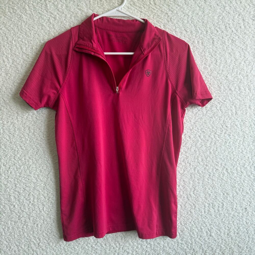 Ariat tek womens pink collard 1/4 zip pink fushia top sx med horeback riding